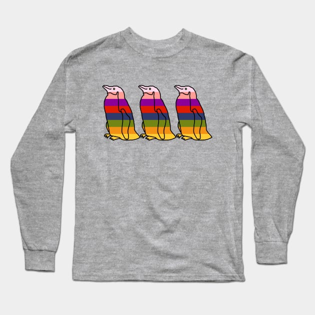 Three Rainbow Penguins Long Sleeve T-Shirt by ellenhenryart